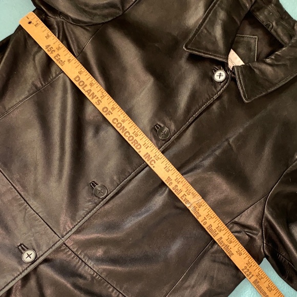 WORTHINGTON lambskin leather longline vintage classic button coat jacket size L - Picture 9 of 12